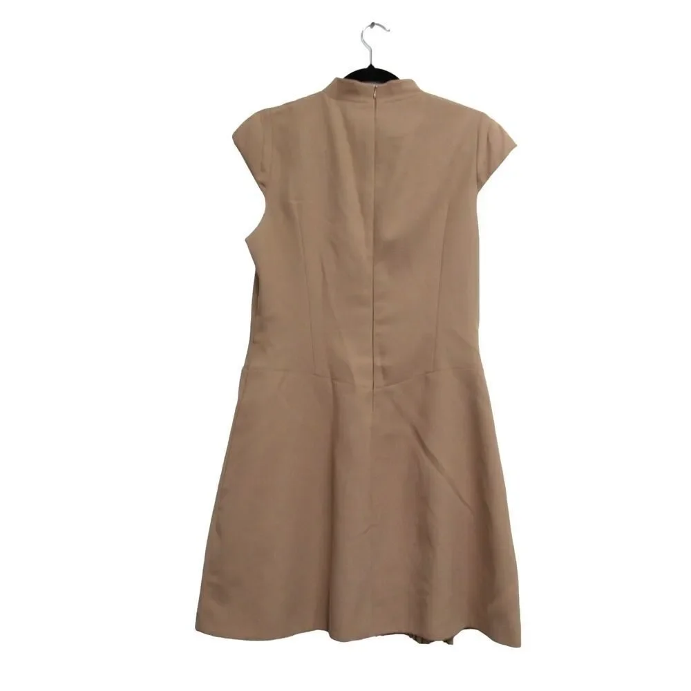 Karen Millen Women Size 12 Brown Military Tailored Pleated Mini Dress - Picture 3 of 7